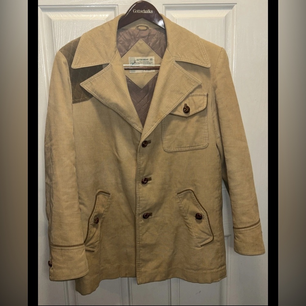 VTG 70s Corduroy Shooting Jacket Quilted Shoulder Patch Made In Japan 40 Kmart